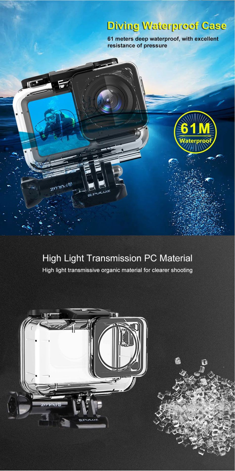 PULUZ-PU398-61M-Underwater-Waterproof-Diving-Swimming-Protective-Case-Shell-for-DJI-OSMO-Action-Spor-1537305