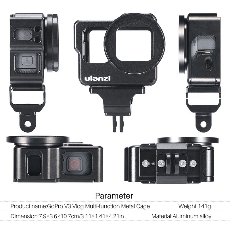 ULANZI-V3-Vlog-Metal-Protective-Cage-Case-for-Gopro-Hero-7-6-5-Action-Sports-Camera-Vlogging-Case-wi-1535725