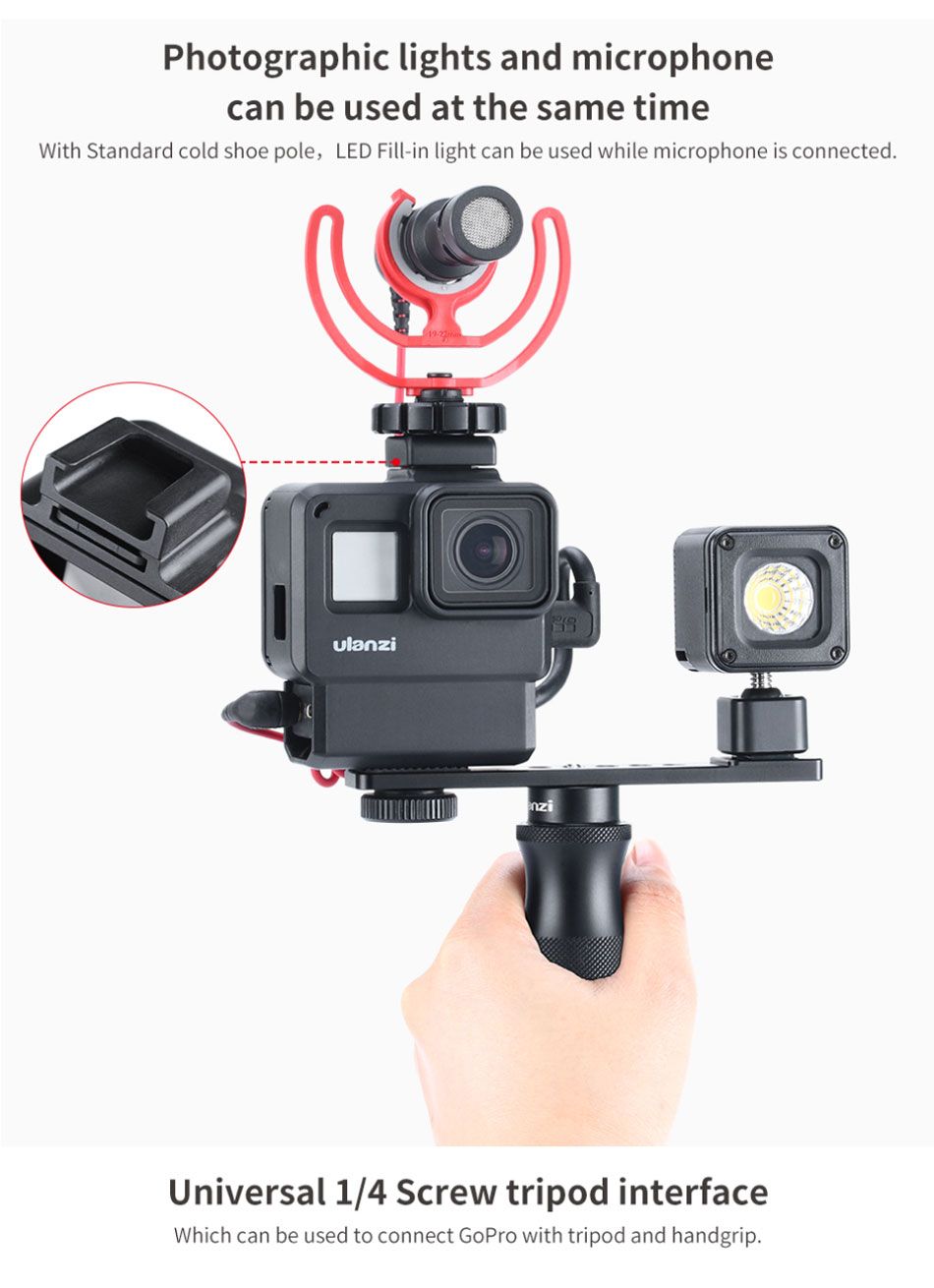 Ulanzi-V2-Pro-Vlog-Protective-Case-with-52mm-Filter-Mic-Adapter-Lens-Cover-Vlogging-Cage-for-Gopro-7-1522186