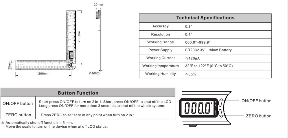 200mm-360deg-Digital-Display-Protractor-angle-finder-ruler-Inclinometer-Goniometer-Level-Measuring-T-1536403