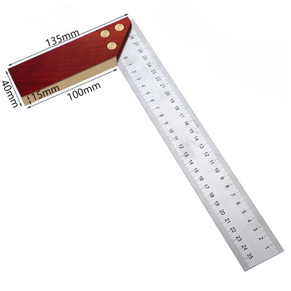 90-Degree-Square-Feet-Mahogany-Handle-Thickened-Stainless-Steel-Square-Ruler-Protractor-300MM-Tool-A-1536350