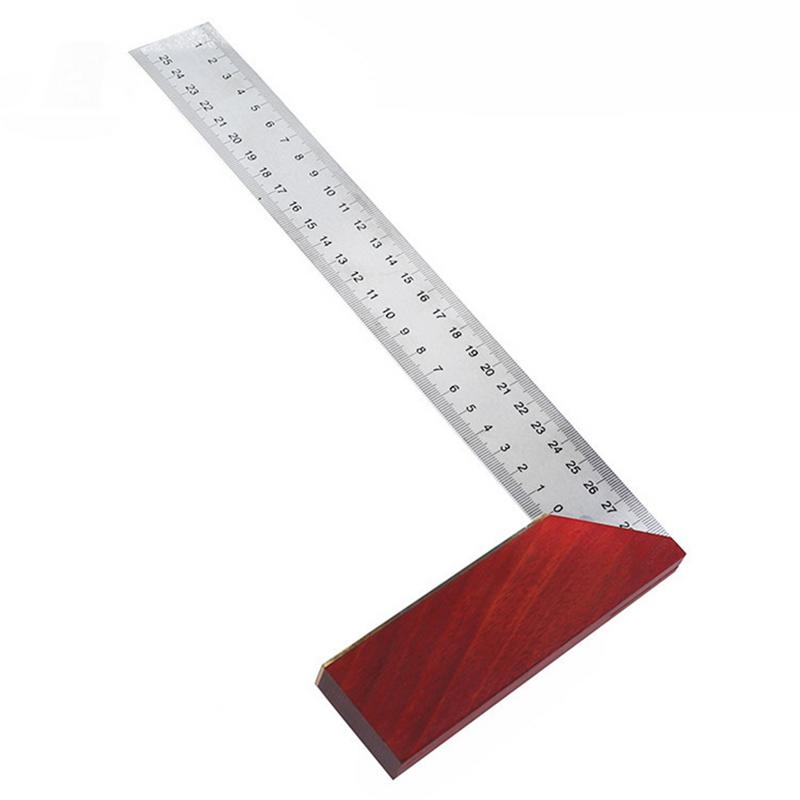 90-Degree-Square-Feet-Mahogany-Handle-Thickened-Stainless-Steel-Square-Ruler-Protractor-300MM-Tool-A-1536350