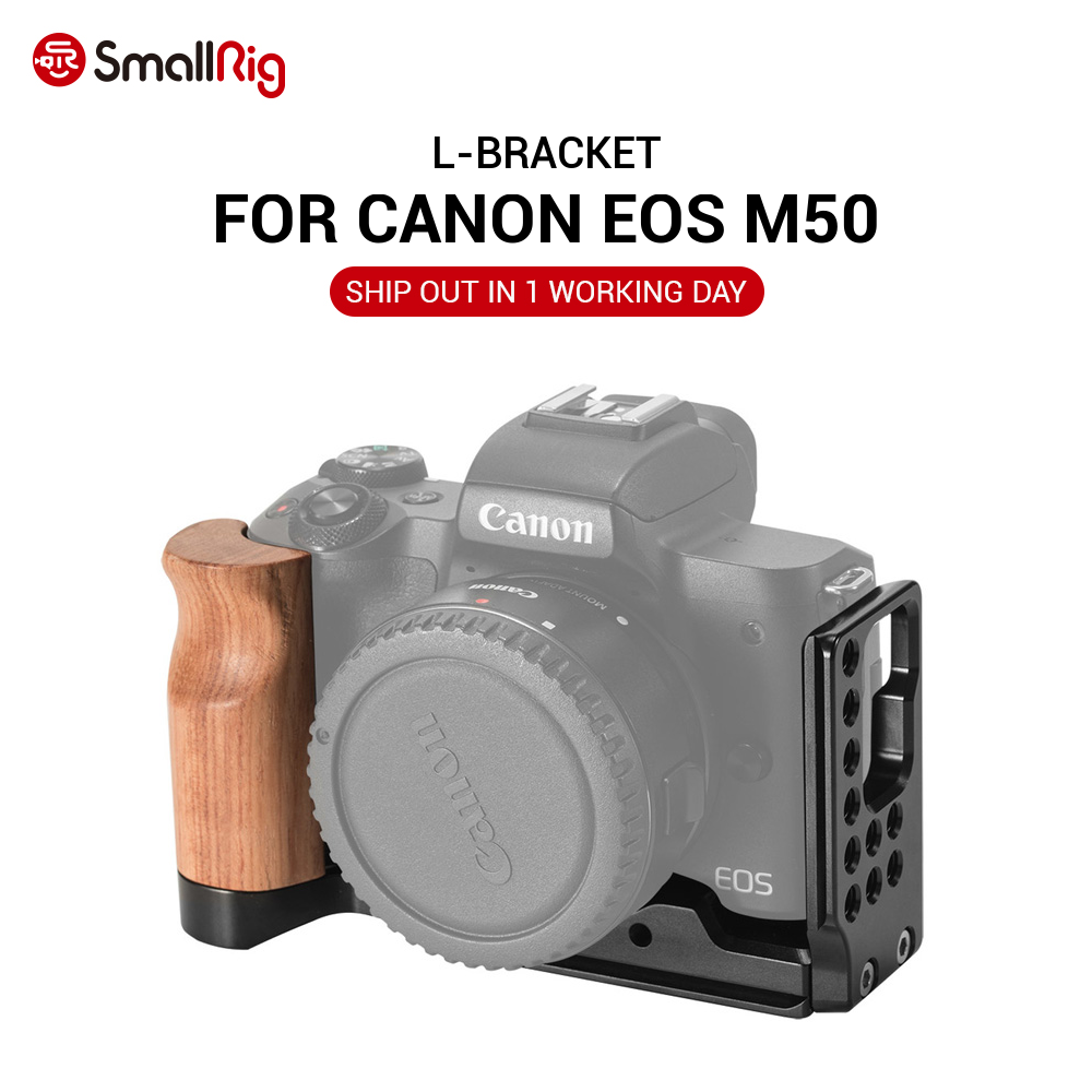 SmallRig-2387-M50-L-Plate-L-Bracket-for-Canon-EOS-M50-Camera-With-Wooden-Handle-Grip-Arca-Style-Quic-1726282