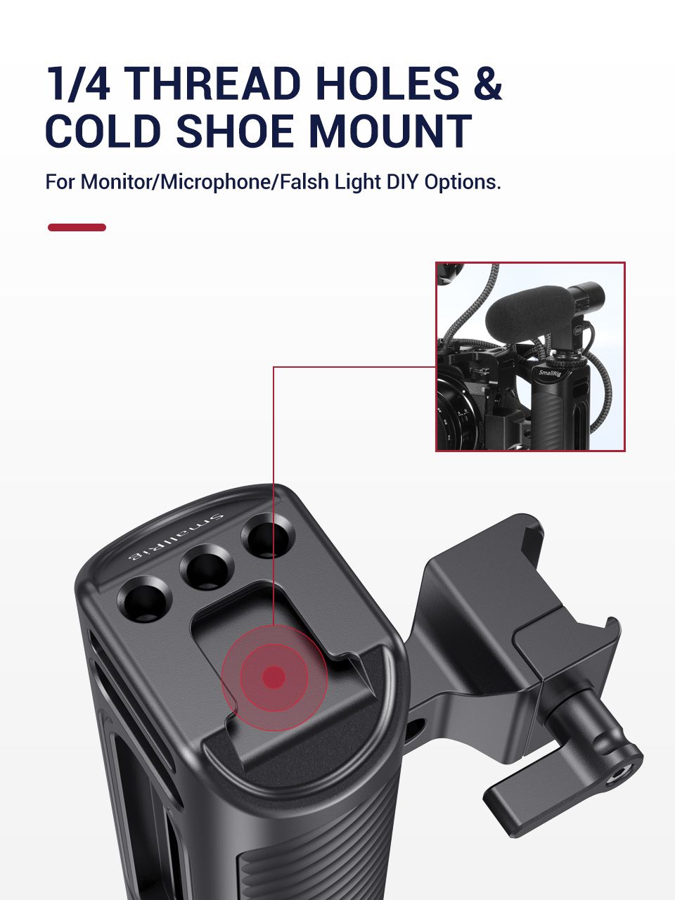 SmallRig-2427-DSLR-Camera-Hand-Grip-Aluminum-NATOSide-Handle-Quick-Release-with-Camera-Cage-Adjustab-1767790