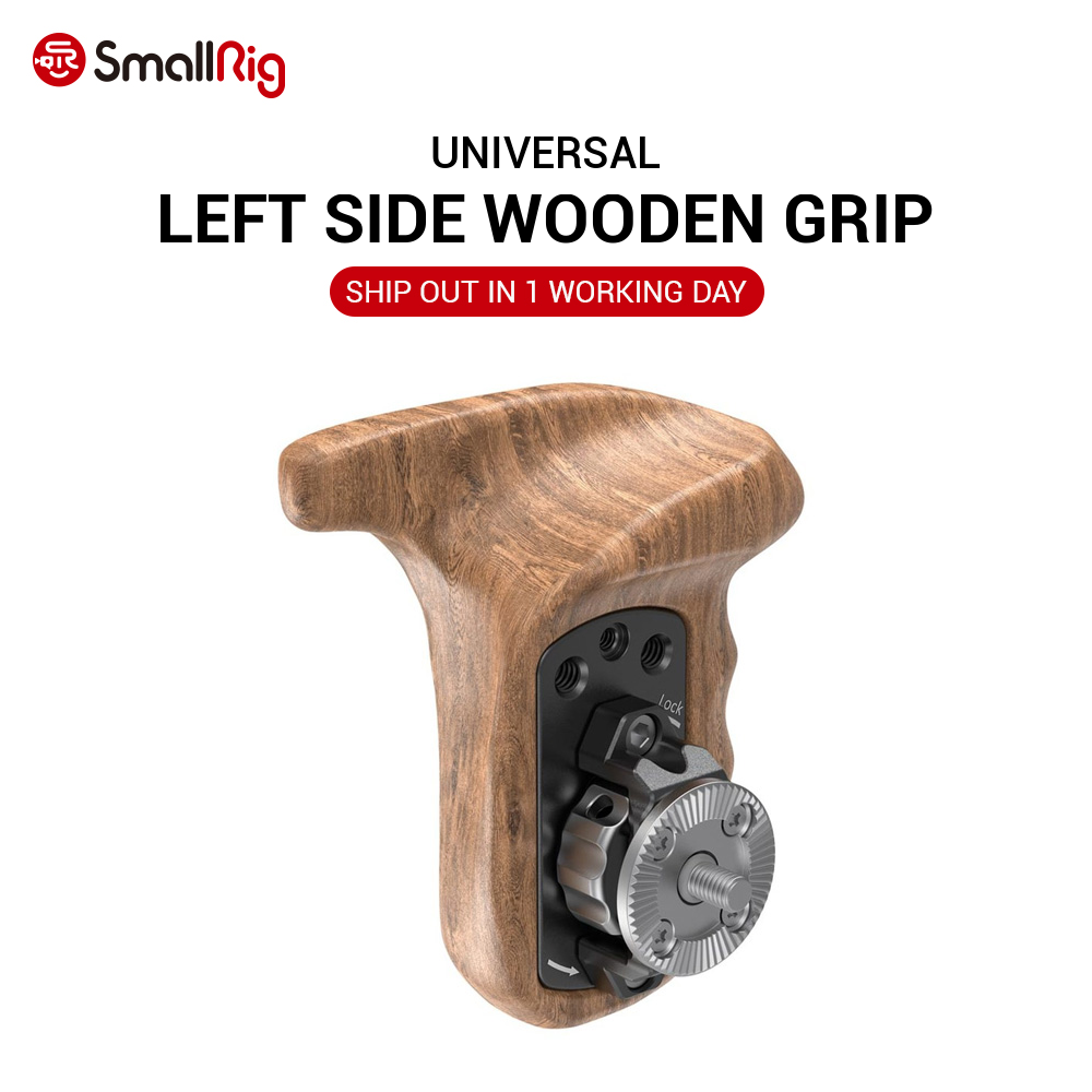 Smallrig-1891-DSLR-Camera-Rig-Left-Side-Wooden-Handle-Grip-With-Arri-Rosette-Quick-Release-Wooden-Ha-1733444