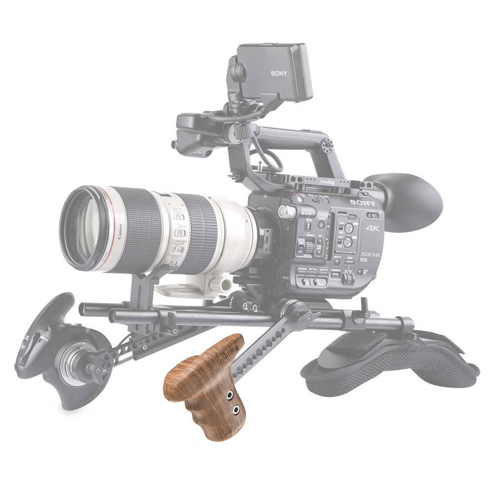 Smallrig-1891-DSLR-Camera-Rig-Left-Side-Wooden-Handle-Grip-With-Arri-Rosette-Quick-Release-Wooden-Ha-1733444