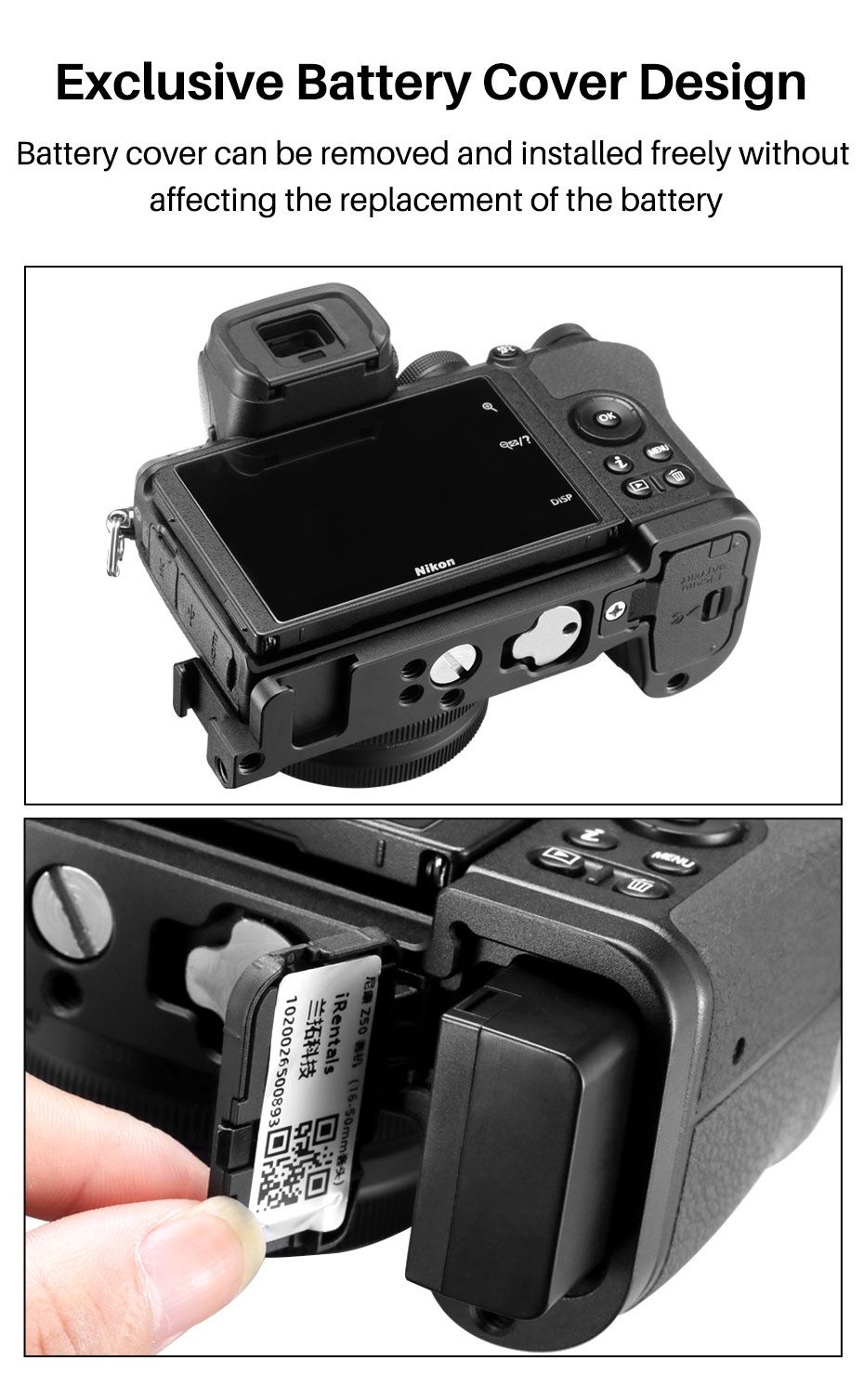 UURig-R039-Metal-Quick-Release-L-Plate-L-Shaped-Bracket-for-Nikon-Z50-Extend-Dual-Clod-Shoe-14-Screw-1749560