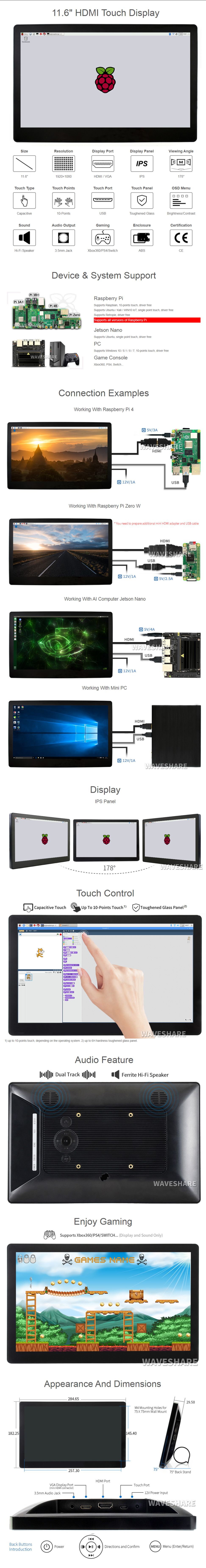 116-inch-Capacitive-HDMI-LCD-Screen-1920times1080-IPS--Screen-With-Case-And-Toughened-Glass-Cover-fo-1701998