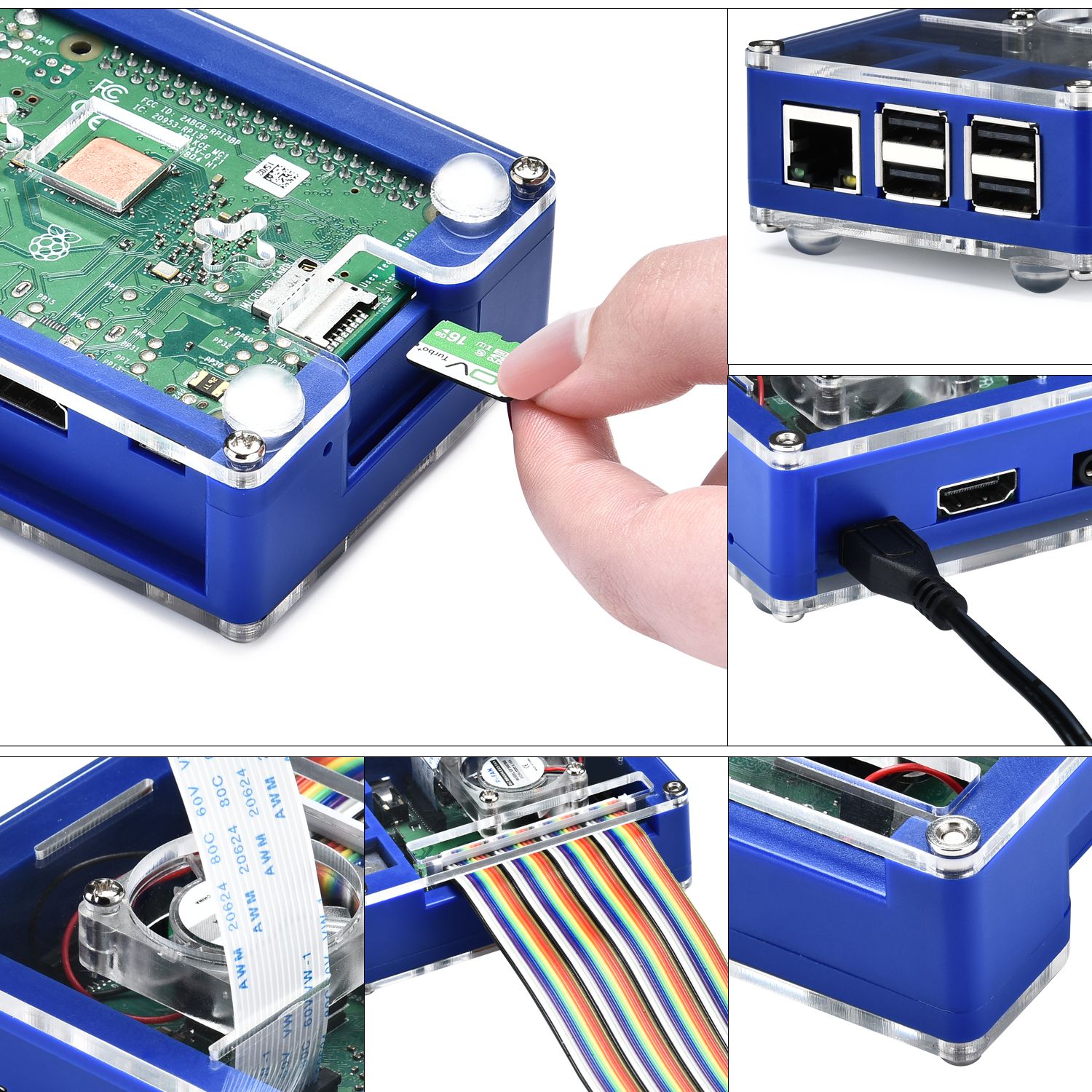 3-in-1-Blue-ABS-Enclosure-Protective-Case--Cooling-Fan--Heatsink-Kit-for-Raspberry-Pi-3B--3B--2B-1432451