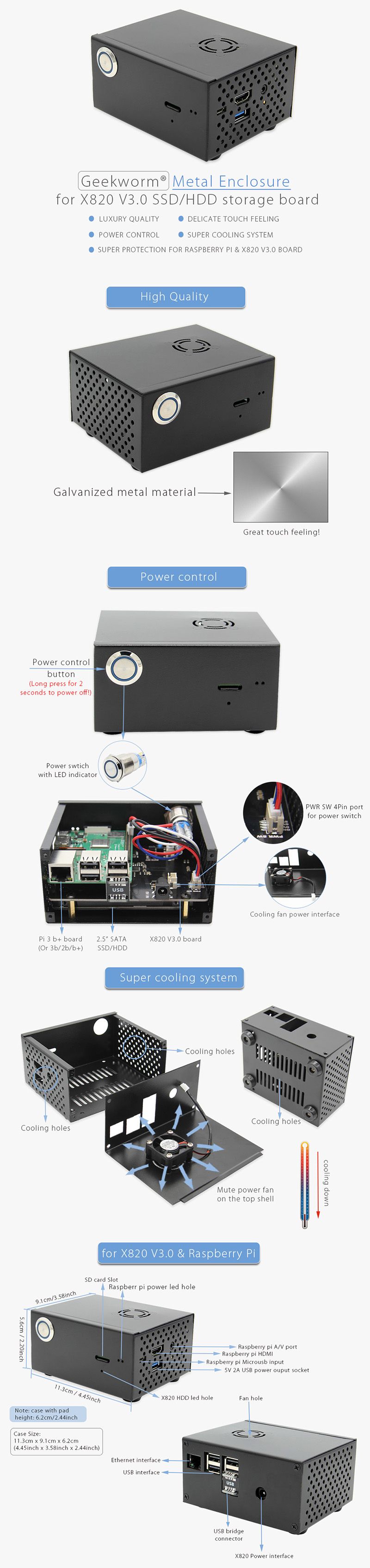 Raspberry-Pi-X820-V30-SSDHDD-SATA-Storage-Board-Matching-Metal-Case--Enclosure--Power-Control-Switch-1349370