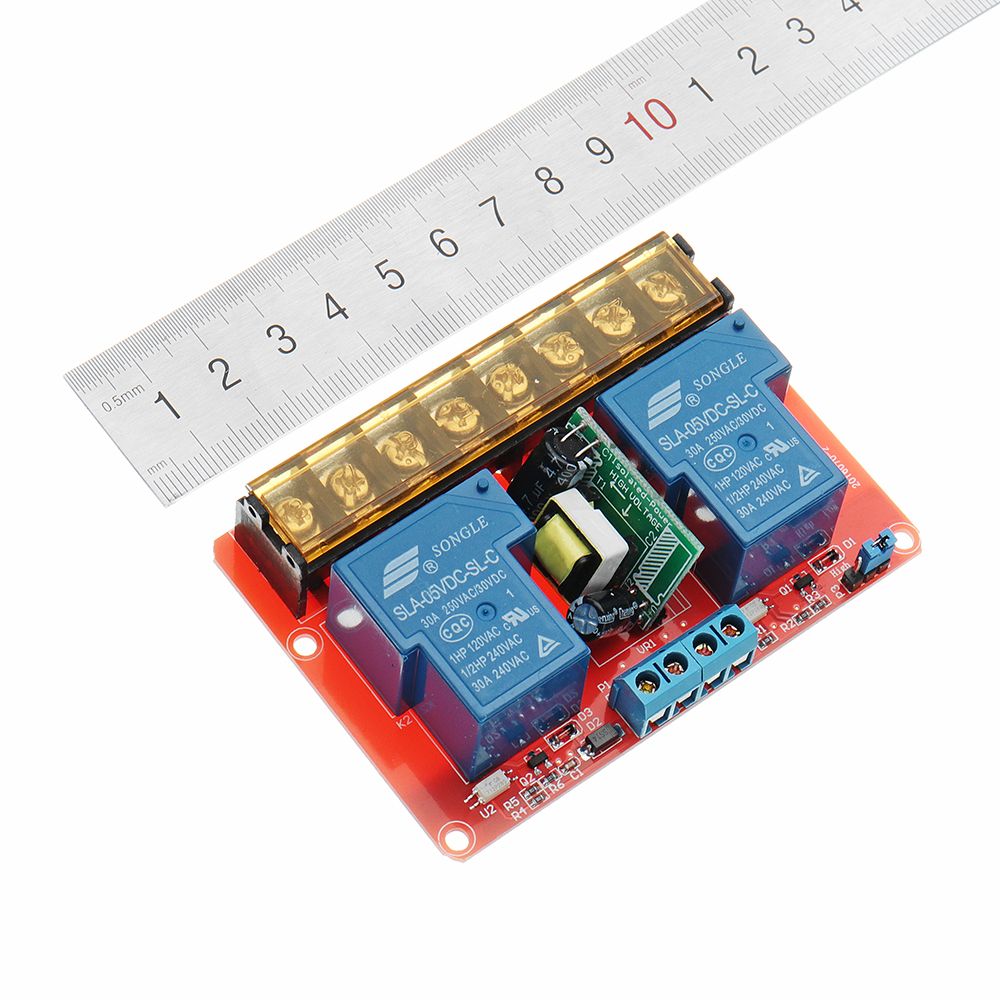DC-5V-AC-100V-To-250V-30A-760mA-2-Channel-Relay-Module-Board-With-High-And-Low-Level-1306877