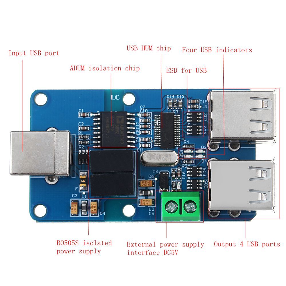 Quad-USB-Isolator-USB-HUB-Isolation-Module-Coupling-Protection-Board-ADUM3160-1613416
