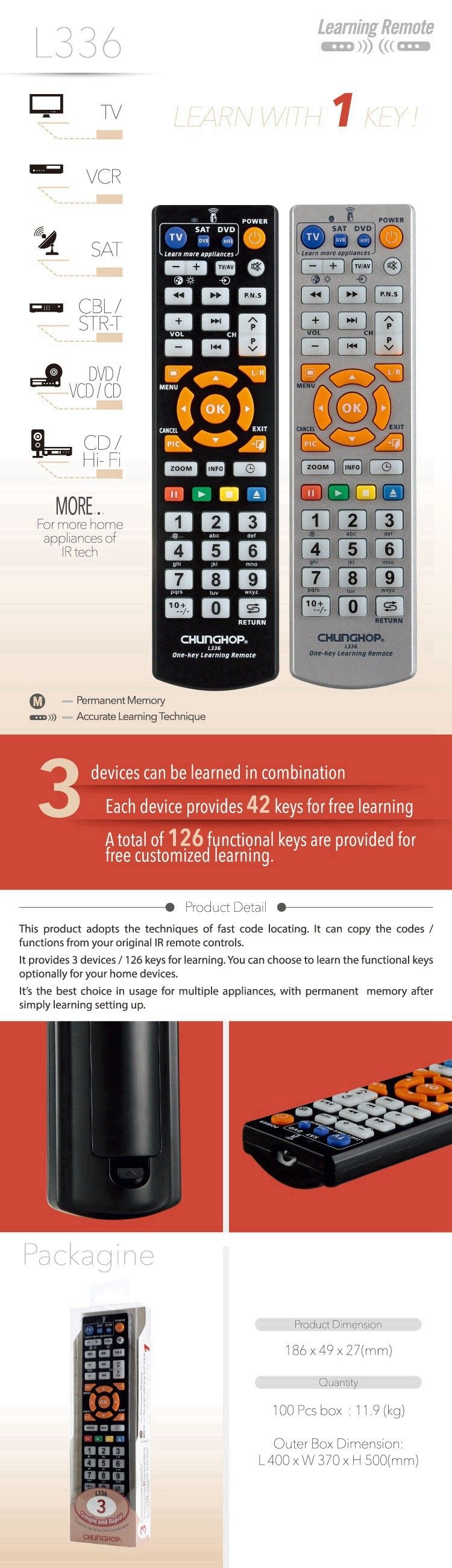 CHUNGHOP-L336-Universal-Learning-Remote-Control-Controller-With-Learn-Function-For-TV-CBL-DVD-SAT-1115519