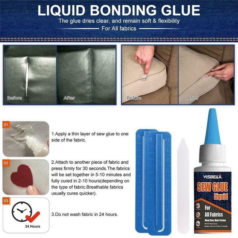 60ml-Fabric-Glue-Set-Car-Leather-Repair-Textile-Hemming-Sewing-Extra-Strong-Bond-1623758