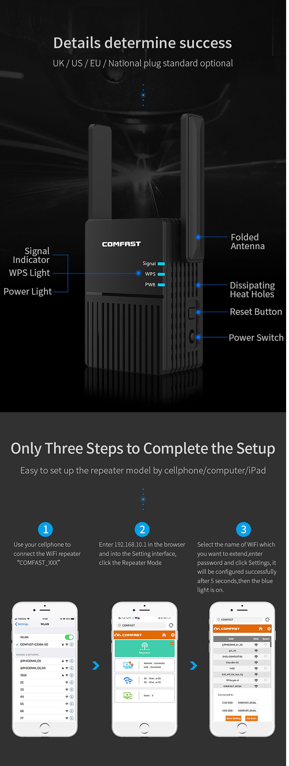 Comfast-1200Mbps-WiFi-Repeater-Dual-Band-Wireless-Extender-Amplifier-WiFi-Router-AP-5G-WiFi-Easy-Set-1668095