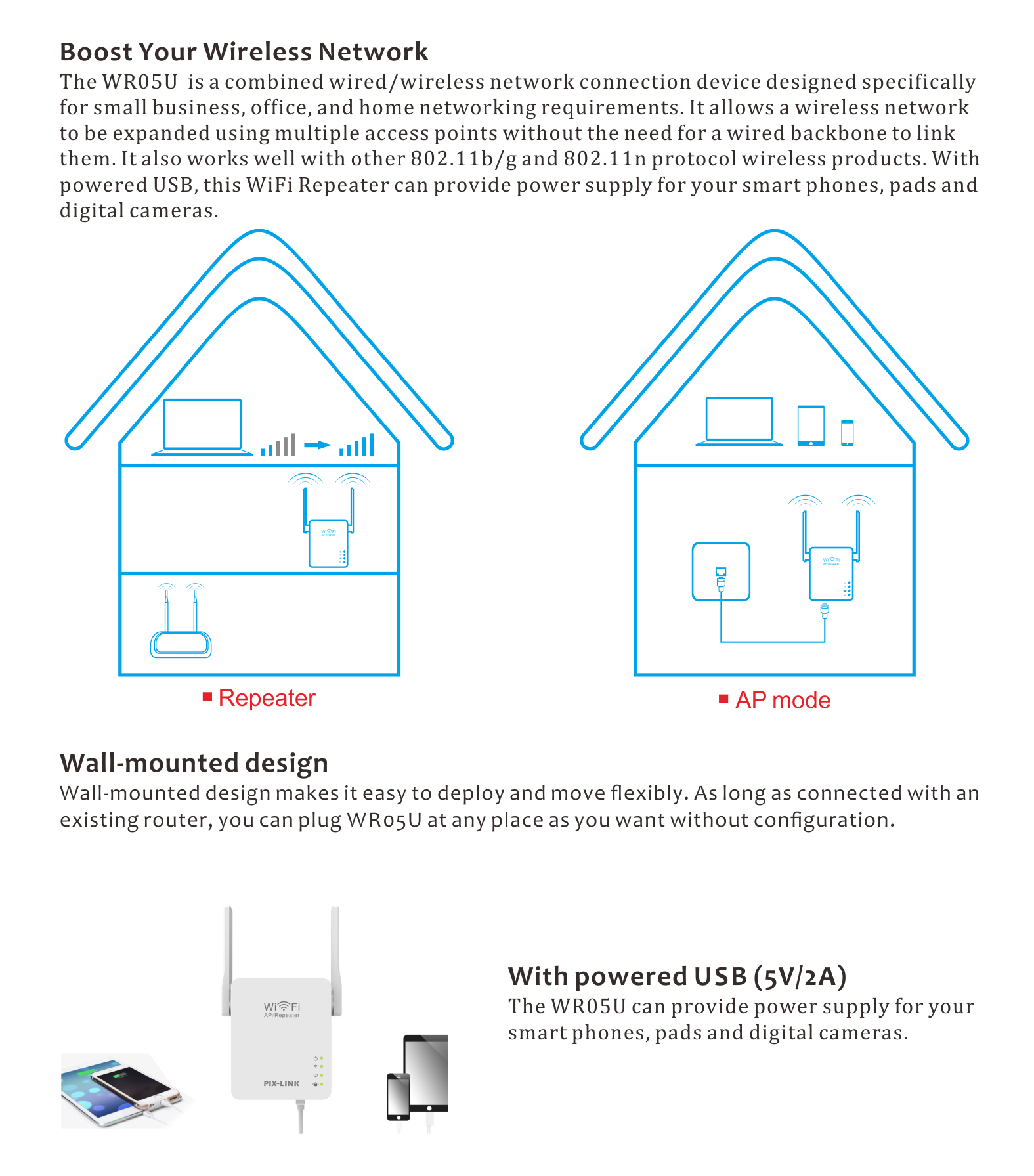 PIX-LINK-300Mbps-Wireless-N-WiFi-Amplifier-24G-WiFi-Repeater-Extender-AP-WPS-with-EU-US-Plug-1695420