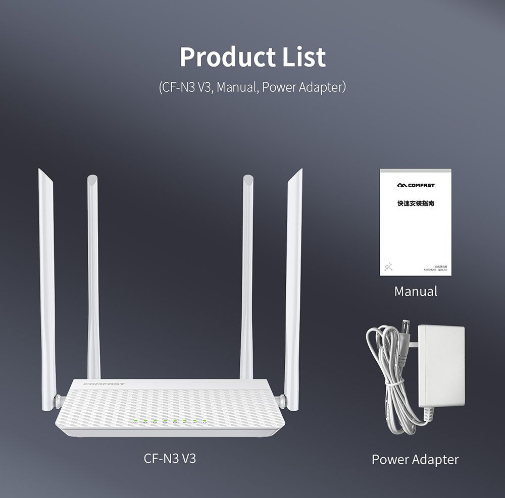 COMFAST-CF-N3-V3-Wireless-WiFi-Router-Mobile-Router-4Port-1200Mbps-Wireless-Signal-Booster-Gigabit-E-1735530