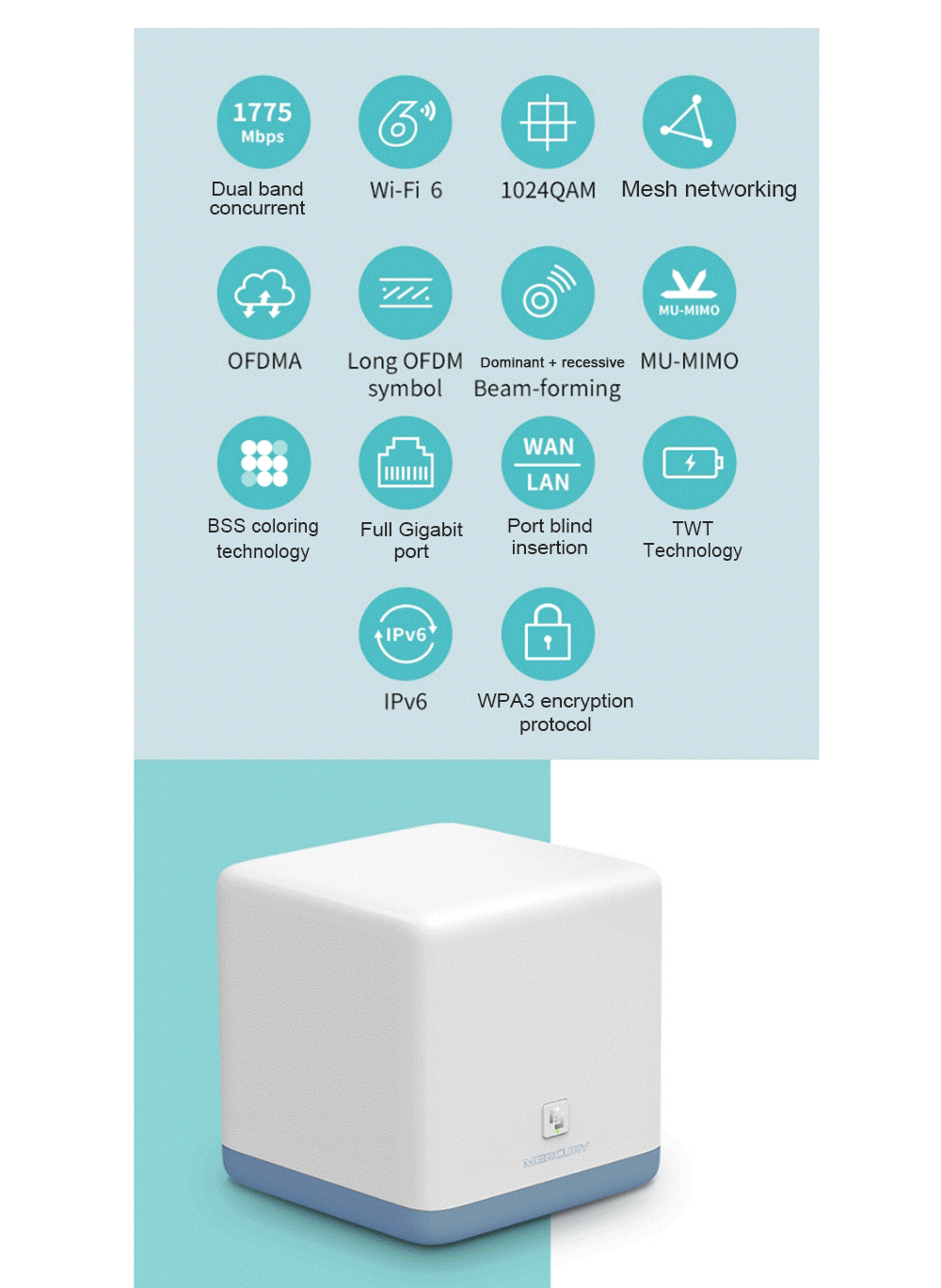 MERCURY-Wifi6-Wireless-Router-AX1800-Full-Gigabit-5G-24G-Dual-Band-Home-Intelligent-Game-Routing-M18-1750949