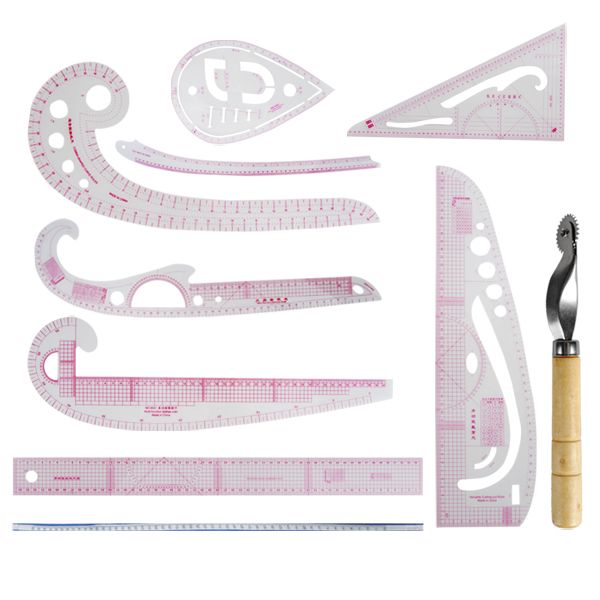 10pcs-Cutting-Ruler-Sewing-Feet-Tailor-Foot-Put-Yardstick-Sleeve-Arm-French-Curve-Cut-Cutting-Angle--1013924