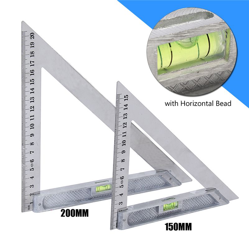150mm-200mm-Triangle-Ruler-Measuring-Tool-90deg-Alloy-with-Level-Bubble-1143382