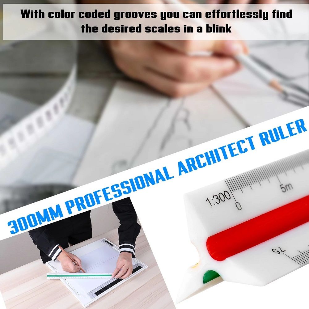 300mm-Professional-Architect-Three-edged-Ruler-3-Color-Coded-Grooves-Available-with-Protective-Cover-1757657