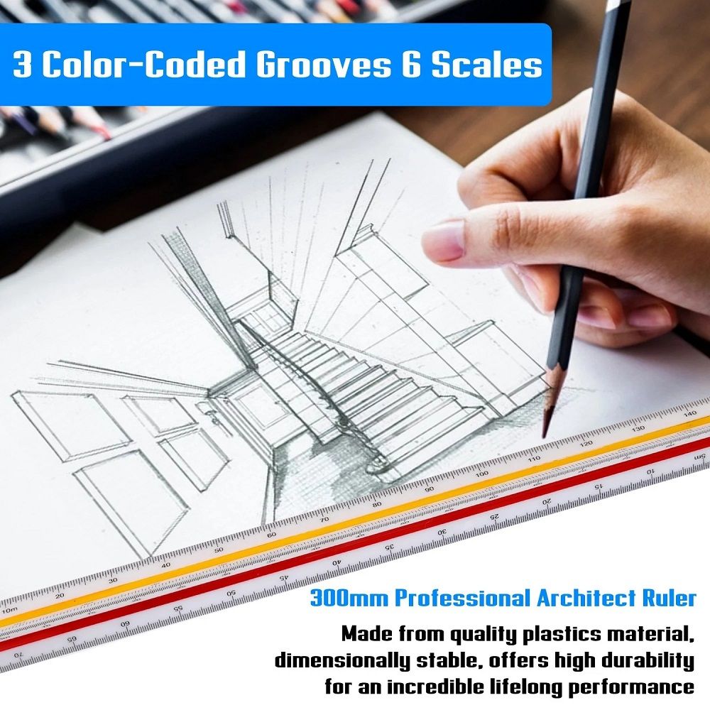 300mm-Professional-Architect-Three-edged-Ruler-3-Color-Coded-Grooves-Available-with-Protective-Cover-1757657