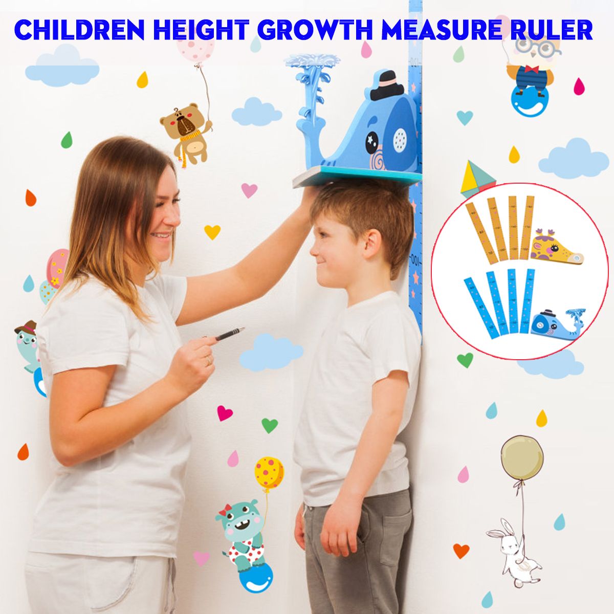 Height-Growth-Chart-Measure-Ruler-Wall-Sticker-Kids-Room-Decor-DIY-Giraffe-Elephant-1604686