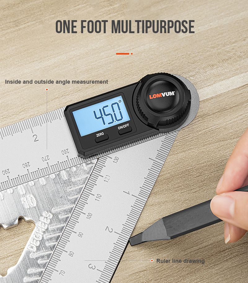 LOMVUM-Digital-Protractor-Angle-Ruler-400mm-360-Degree-Angle-Measuring-Metric-British-System-LCD-Gon-1708469