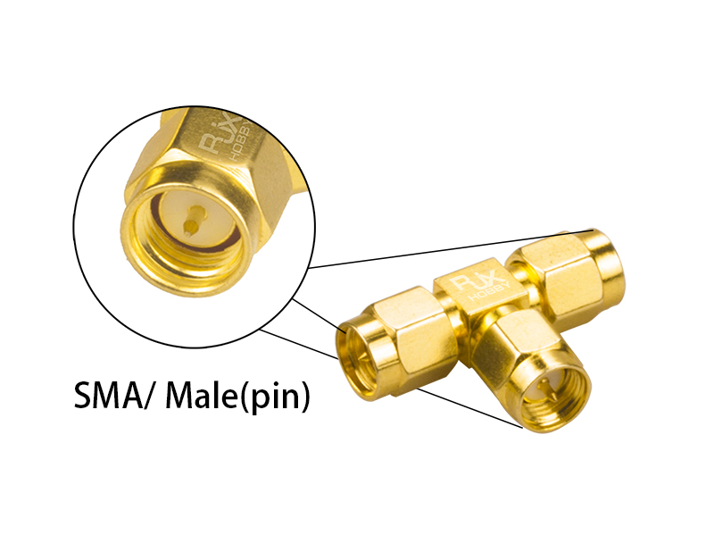 2PCS-RJX-Hobby-RJX2252-SMA-Male-Plug-To-Dual-SMA-Male-T-type-RF-Coaxial-Adapter-Connector-1291815