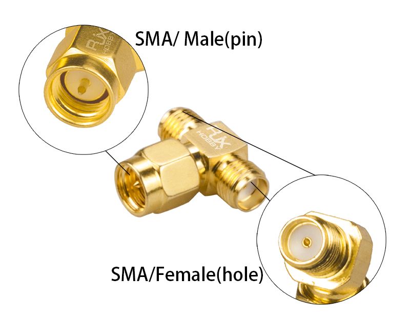 2PCS-RJX-Hobby-RJX2253-SMA-Male-Plug-To-Dual-SMA-Female-T-type-RF-Coaxial-Adapter-Connector-1291814