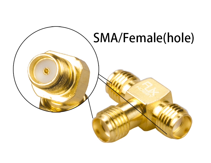 2PCS-RJX-Hobby-RJX2254-SMA-Female-Plug-To-Dual-SMA-Female-T-type-RF-Coaxial-Adapter-Connector-1291812