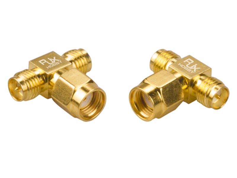 2PCS-RJX-Hobby-RJX2255-RPSMA-Male-Plug-To-Dual-RPSMA-Female-T-type-RF-Coaxial-Adapter-Connector-1291813