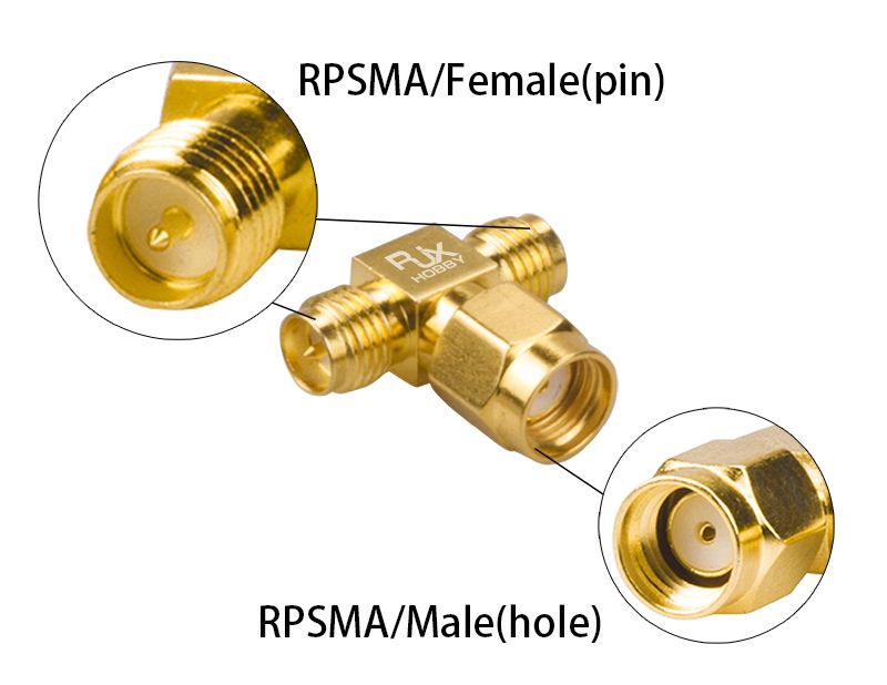 2PCS-RJX-Hobby-RJX2255-RPSMA-Male-Plug-To-Dual-RPSMA-Female-T-type-RF-Coaxial-Adapter-Connector-1291813