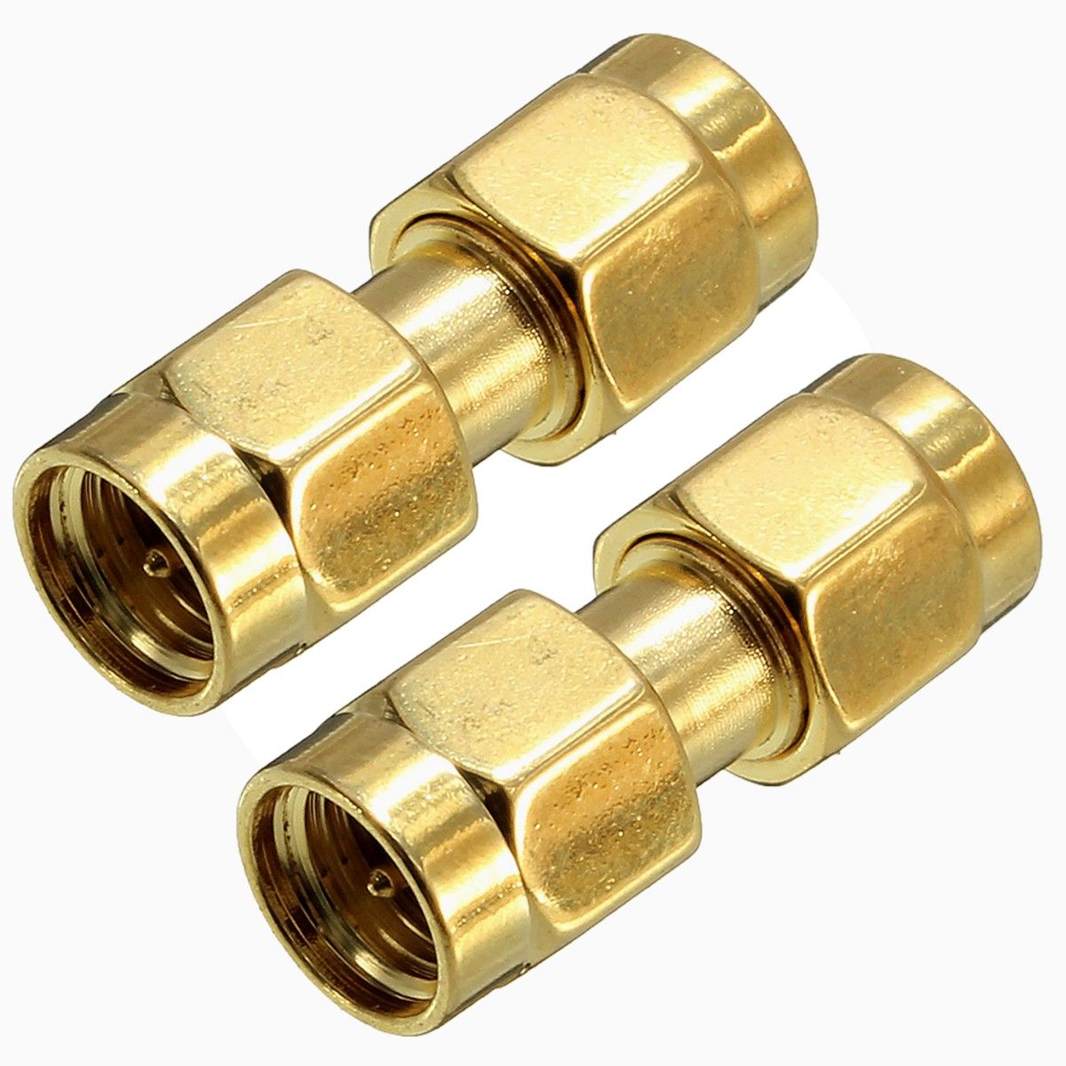 Excellwayreg-CA01-2Pcs-Copper-SMA-Male-To-SMA-Male-Plug-RF-Coaxial-Adapter-Connector-1073343