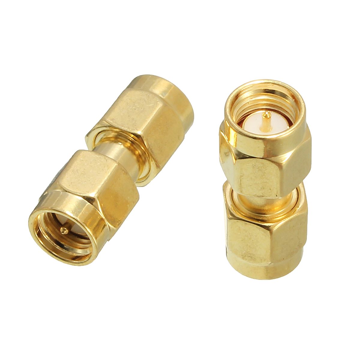 Excellwayreg-CA01-2Pcs-Copper-SMA-Male-To-SMA-Male-Plug-RF-Coaxial-Adapter-Connector-1073343