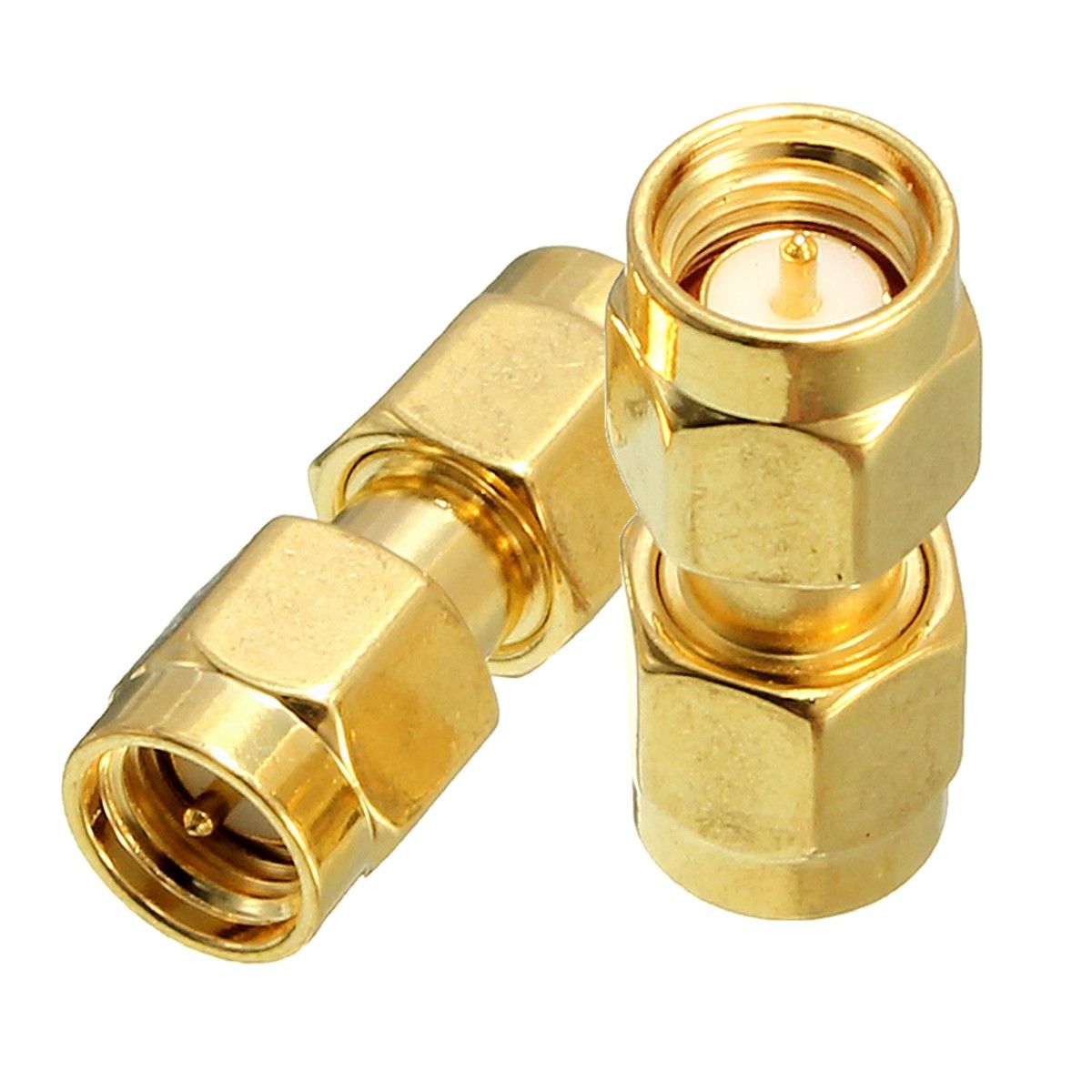 Excellwayreg-CA01-2Pcs-Copper-SMA-Male-To-SMA-Male-Plug-RF-Coaxial-Adapter-Connector-1073343