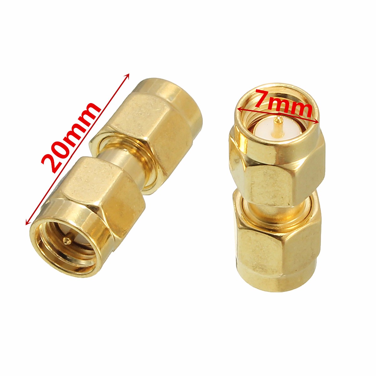 Excellwayreg-CA01-2Pcs-Copper-SMA-Male-To-SMA-Male-Plug-RF-Coaxial-Adapter-Connector-1073343