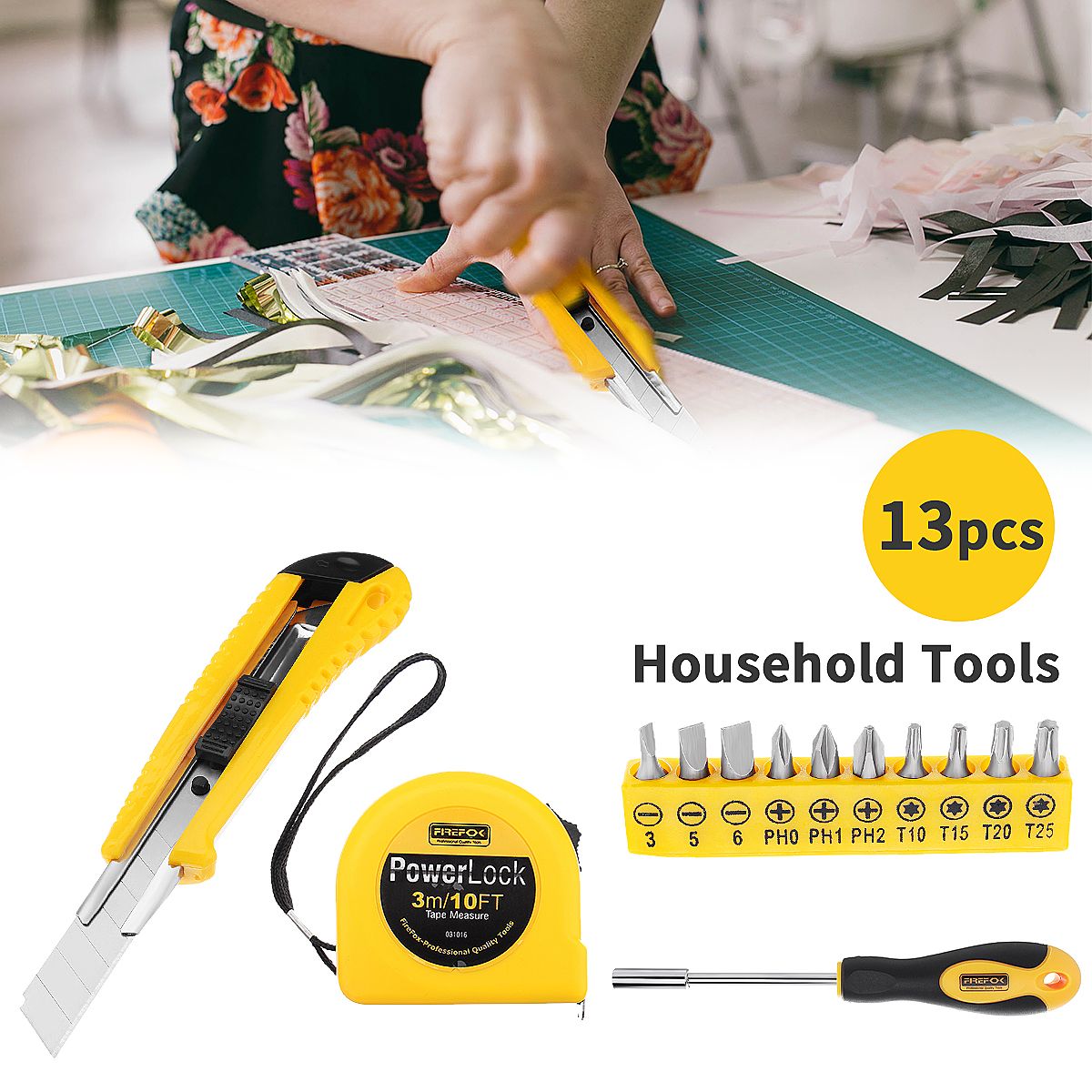 13Pcs-DIY-Household-Hand-Tool-Kit-Maintenance-Repair-Kits-Tape-Measure-Screwdriver-Cutter-Tool-1272087