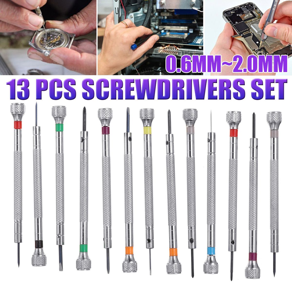 13pcs-06mm20mm-Watchmakers-Eyeglasses-Watch-Screwdriver-Precision-Repair-Tools-Set-1734048