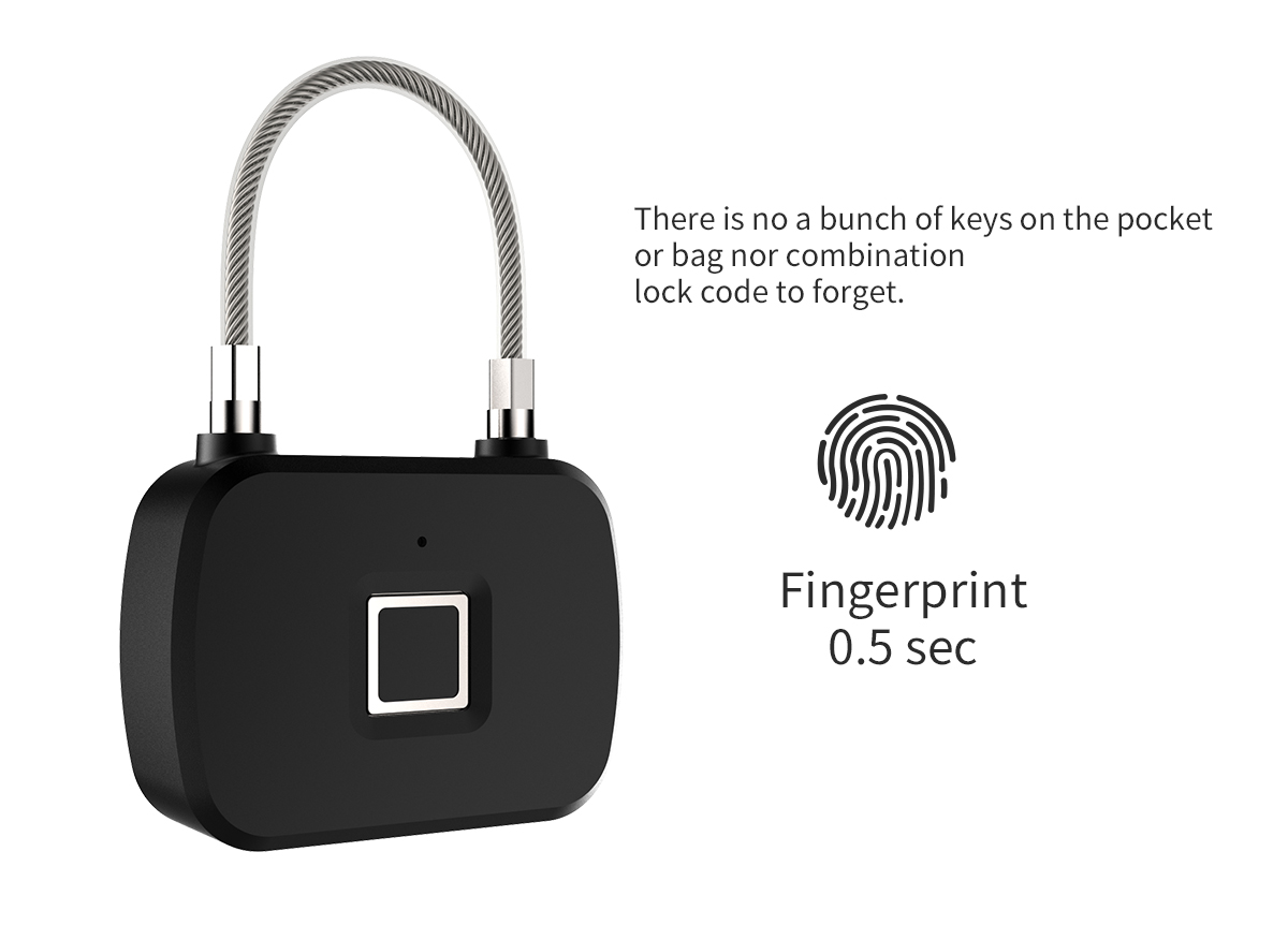 ANYTEK-L13-Fingerprint-Security-Keyless-Lock-Plastic-Three-Color-Light-Wire-Rope-Lock-3M-10-Sets-of--1551236