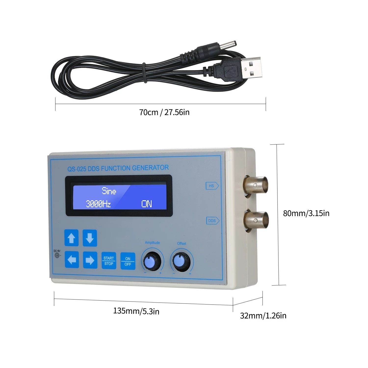 DDS-Function-Signal-Generator-Sine-Square-Triangle-Sawtooth-Wave-Low-Frequency-LCD-Display-USB-Cable-1715016