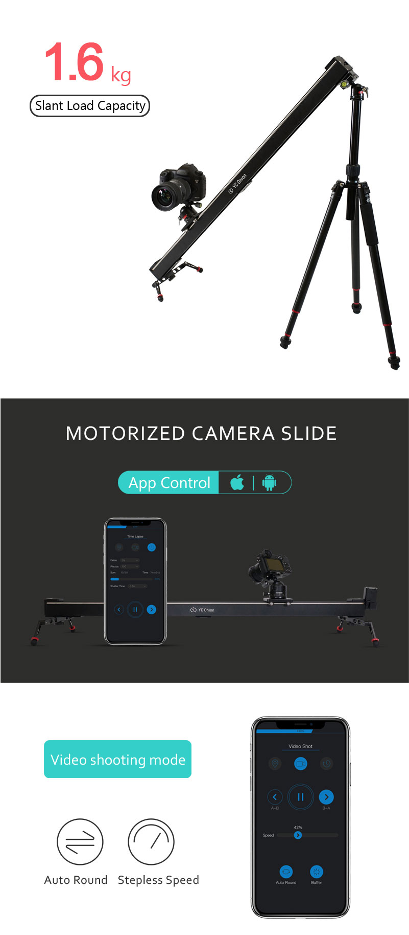 YC-Onion-37CM-Aluminum-Motorized-bluetooth-APP-Control-Slider-Dolly-Stabilizer-1347653