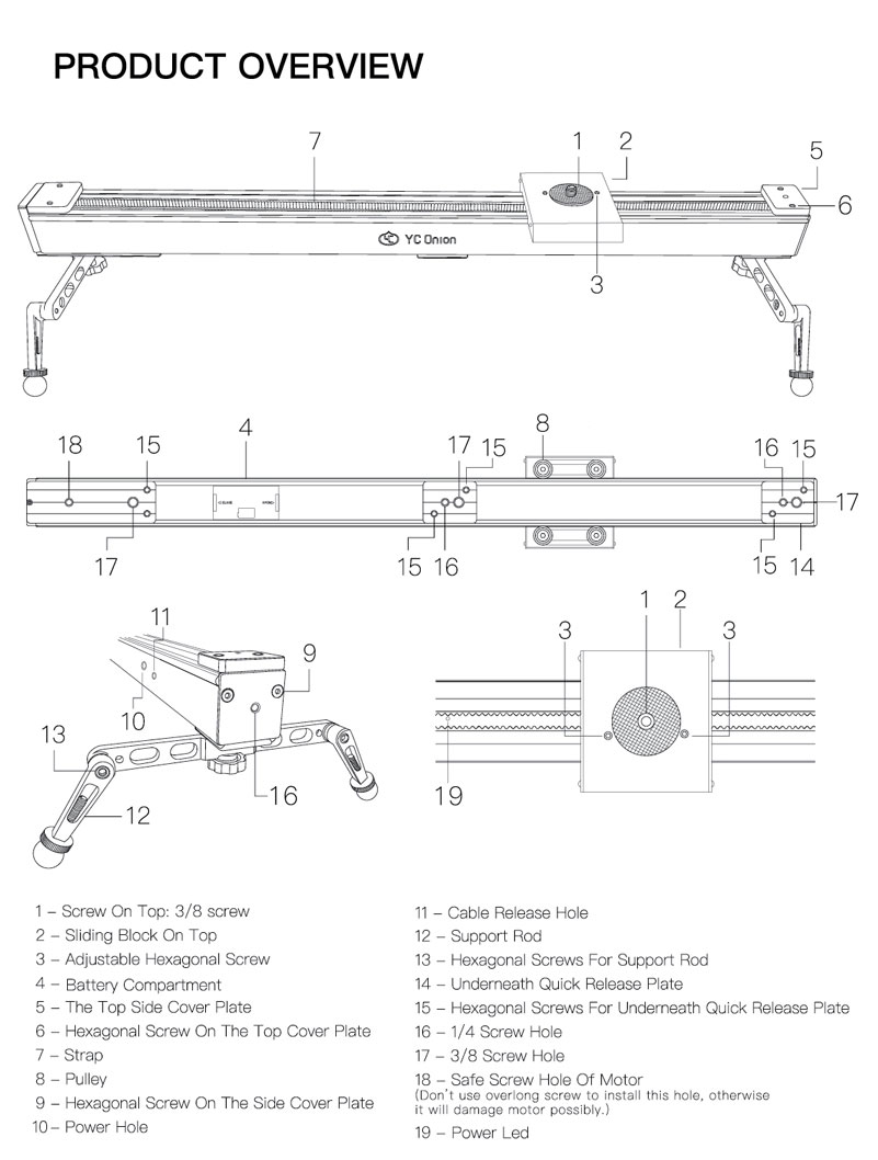 YC-Onion-37CM-Aluminum-Motorized-bluetooth-APP-Control-Slider-Dolly-Stabilizer-1347653