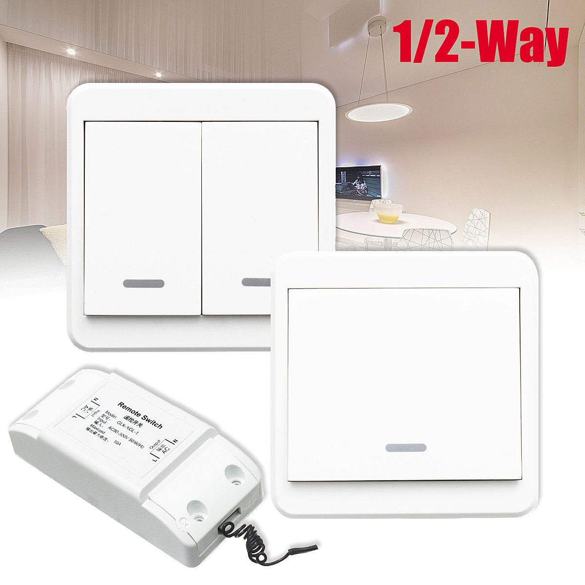 12-Way-Light-Lamp-Wall-Wireless-Remote-Control-Switch-Module-ONOFF--Receiver-1634438