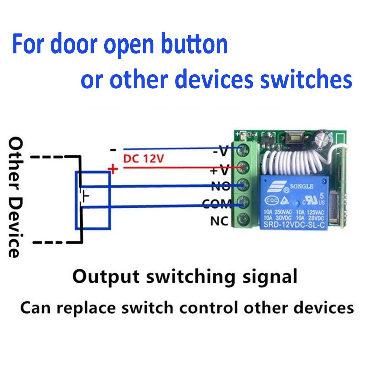 433Mhz-DC12V-1CH-Wireless-Remote-Control-Switch-Relay-Receiver-Module--2-RF-Transmitter-1326823
