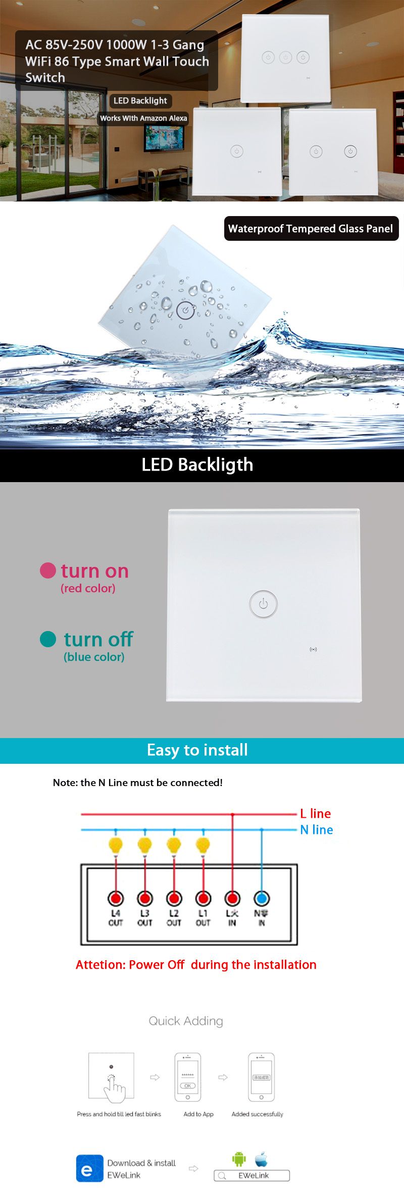 Geekcreitreg-AC-85V-250V-1000W-1-3-Gang-1-Way-WiFi-86-Type-Smart-Wall-Touch-Switch-Module-With-LED-B-1202337