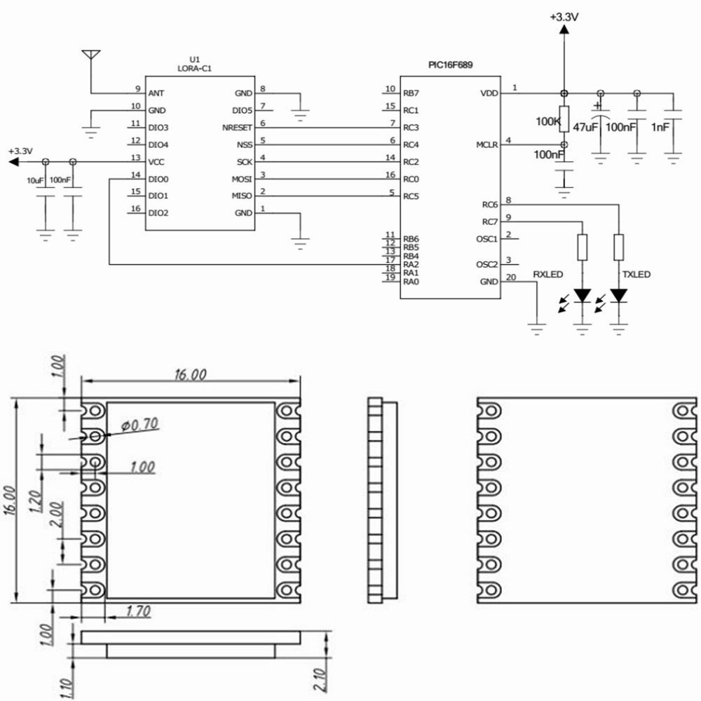 LoRa1276-C1-SX1276-868MHz-LoRa-Module-Remote-Spread-Spectrum-Wireless-Module-20dBm-100mW-3-5KM-1416393