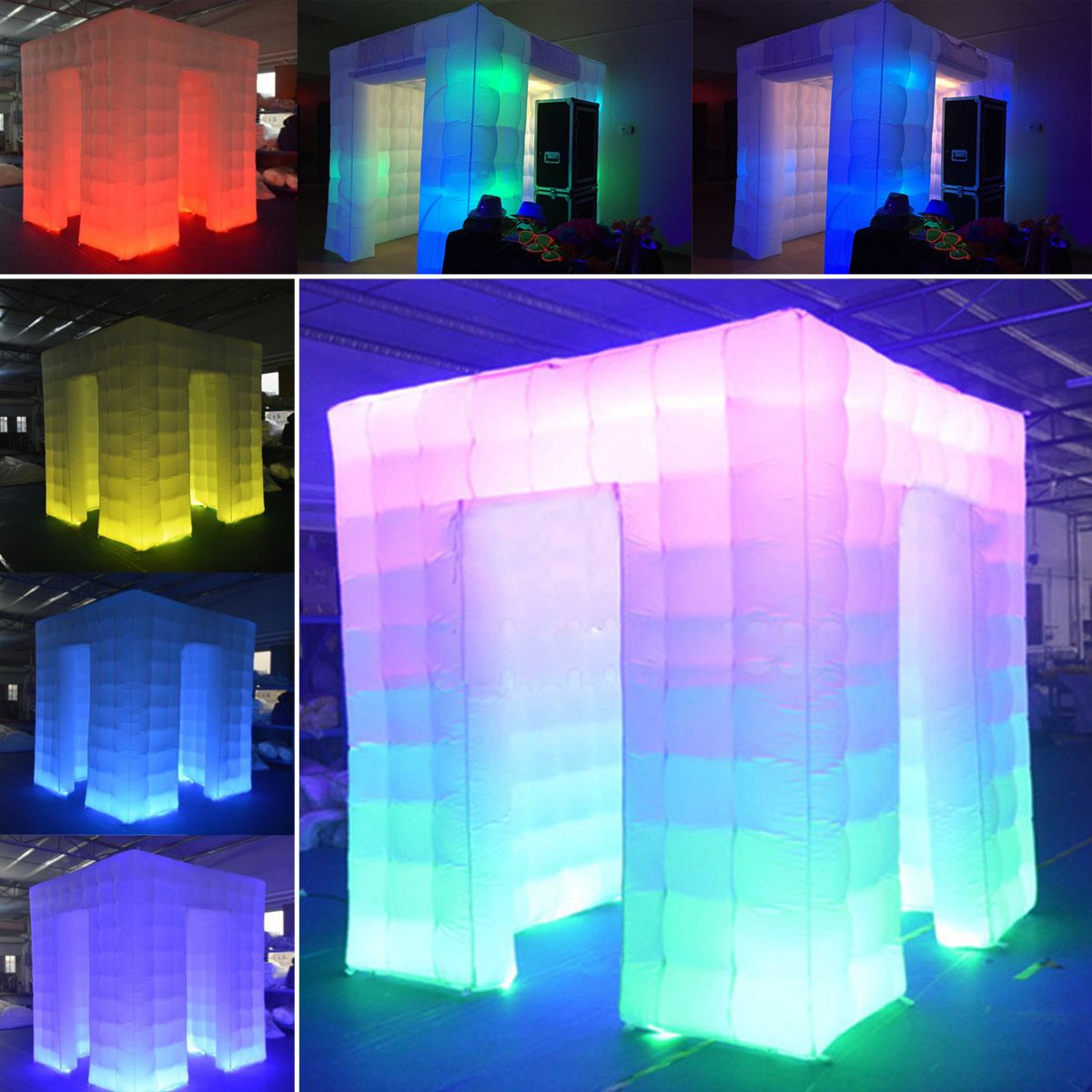 110V-82ft-Two-Door-Multi-color-LED-Inflatable-Photo-Booth-Enclosure-Tent-with-Remote-Control-Air-Ten-1145648