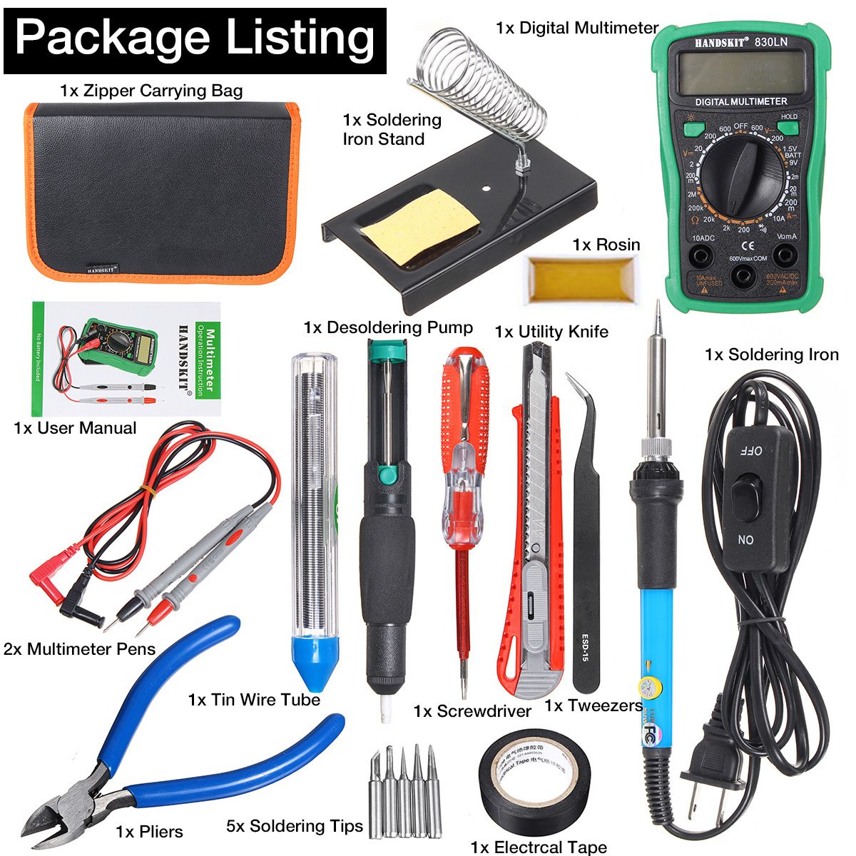 110V220V-60W-Electric-Adjustable-Temperature-Solder-Iron-Multimeter-Plier-Tools-Kit-1454063