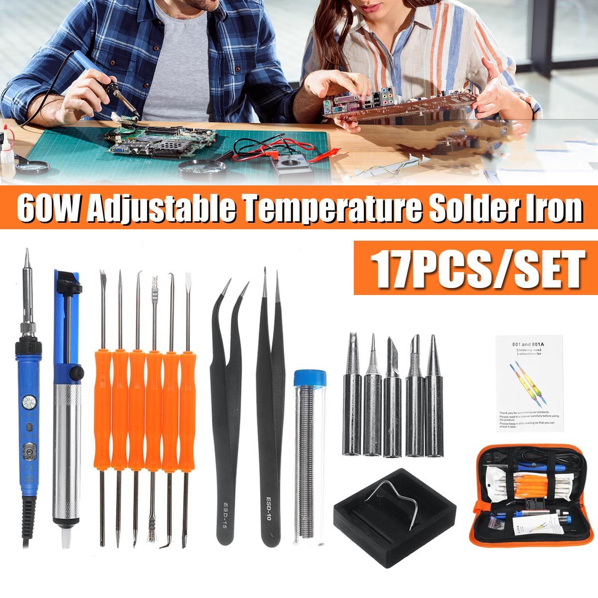 17PCS-Electric-Soldering-Iron-Tool-Kit-60W-Control-Welding-Station-Tip-Case-1721212